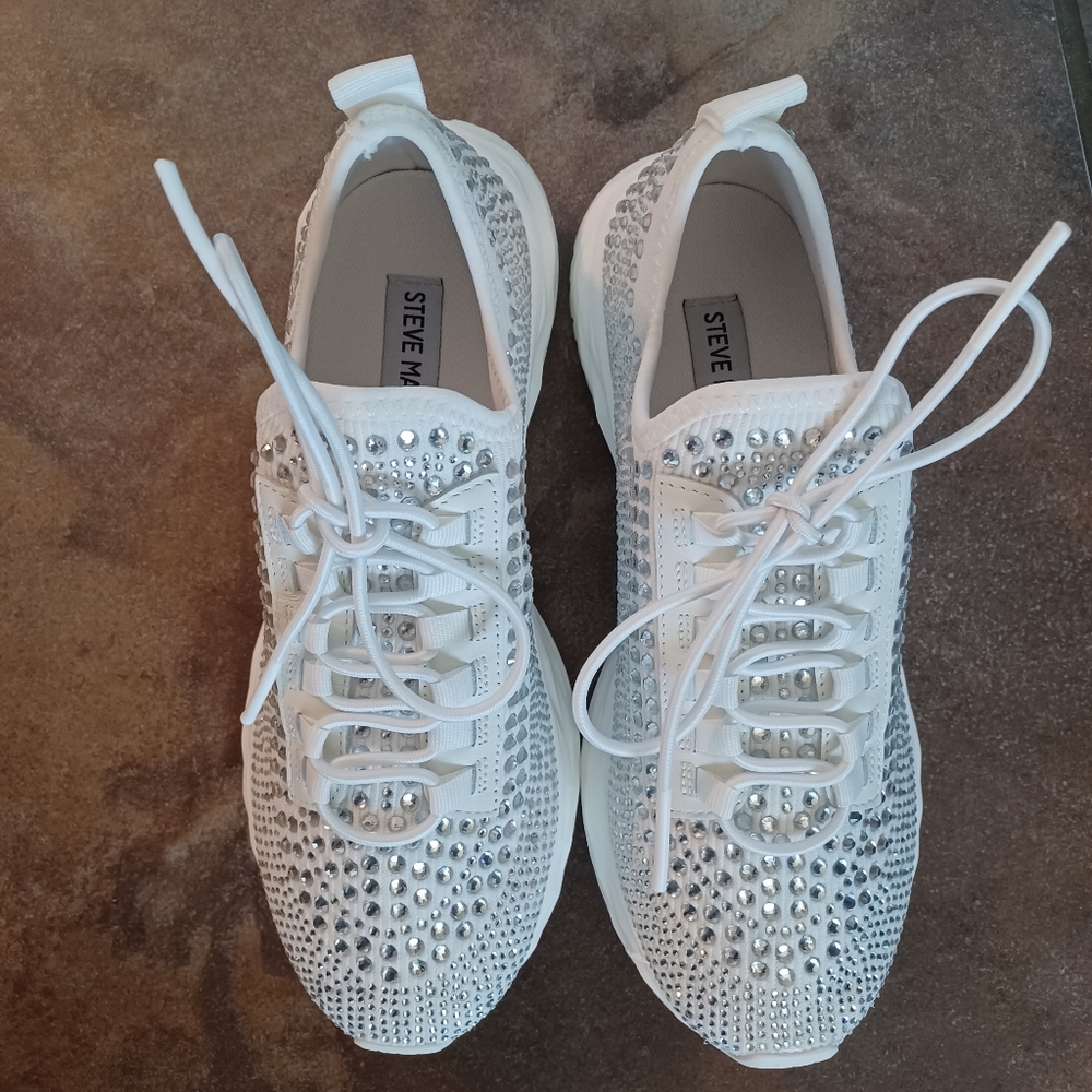 Steve Madden White Crystal Sneakers Brand New - Picture 10 of 16